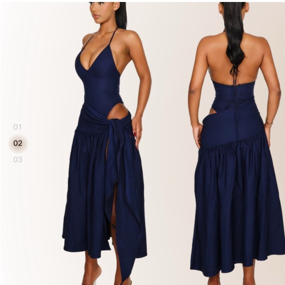 Chic Backless Navy Dress